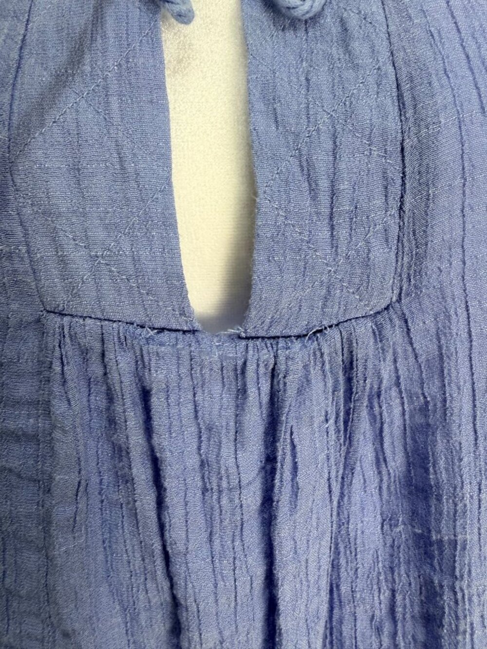 Bobeau Womens Blue Gauze Boho Tunic Top Medium Tassel Tie 3/4 Sleeve - Picture 13 of 13